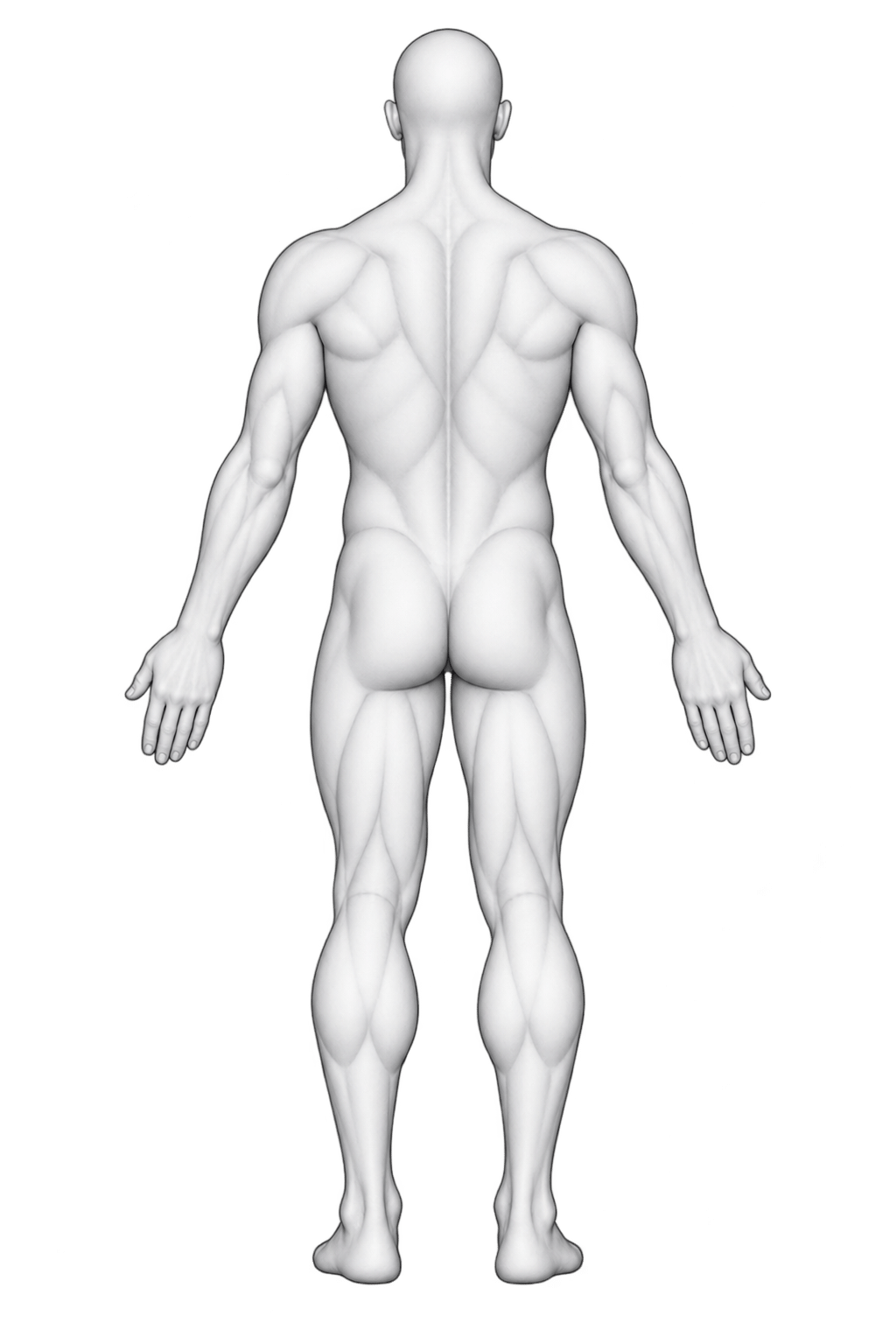 Back view anatomical body pain map